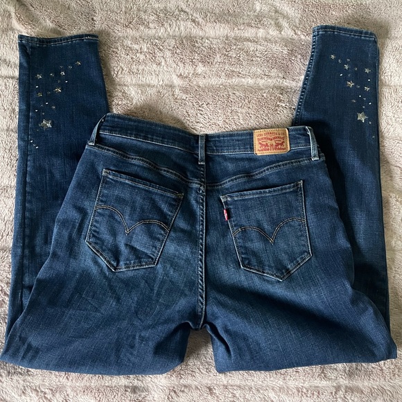 Levi 711 women’s jeans sz 16w with stars dark wash - Picture 1 of 4